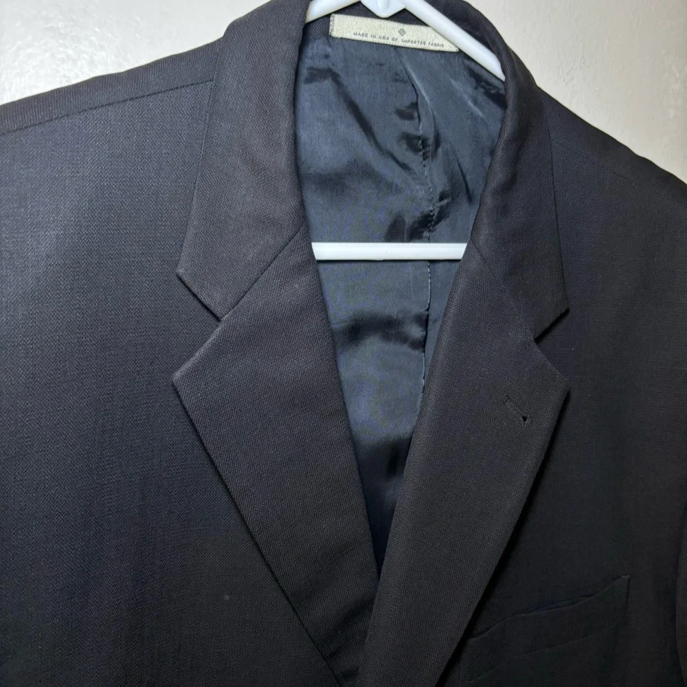 Joseph Abboud mens Black wool sport coat jacket blazer 43L Vintage Class…